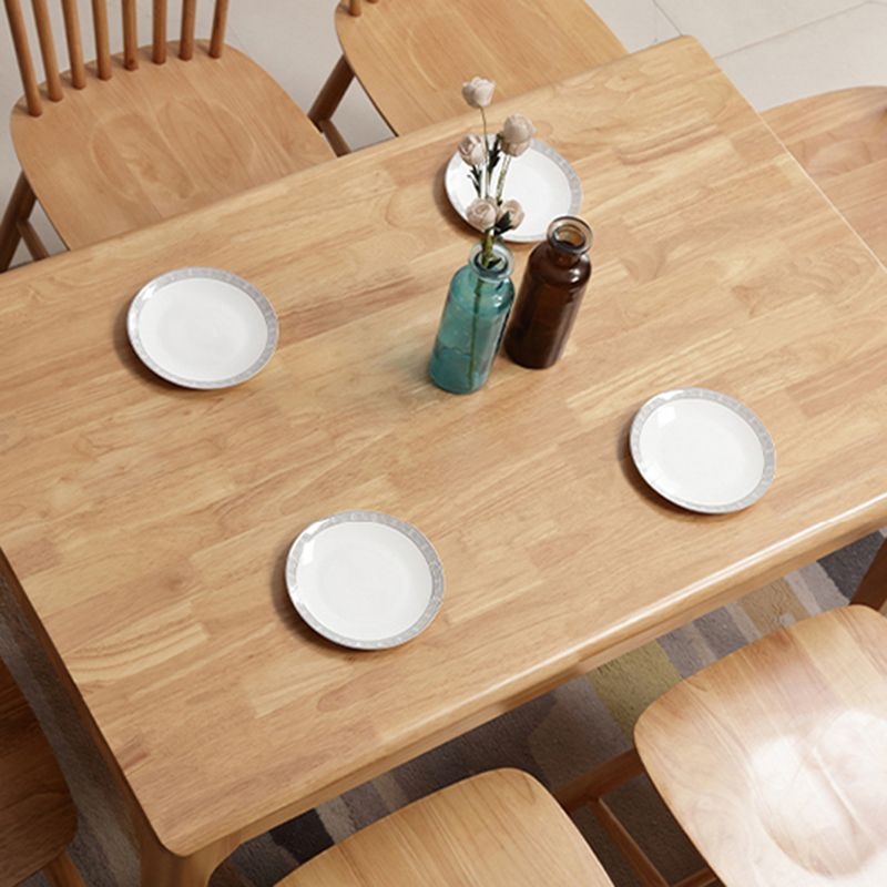Contemporary Rectangle Dining Table Rubberwood Solid Wood Table with 4 Legs - Brown / 55.1L x 33.5W x 29.5H / Without Chairs