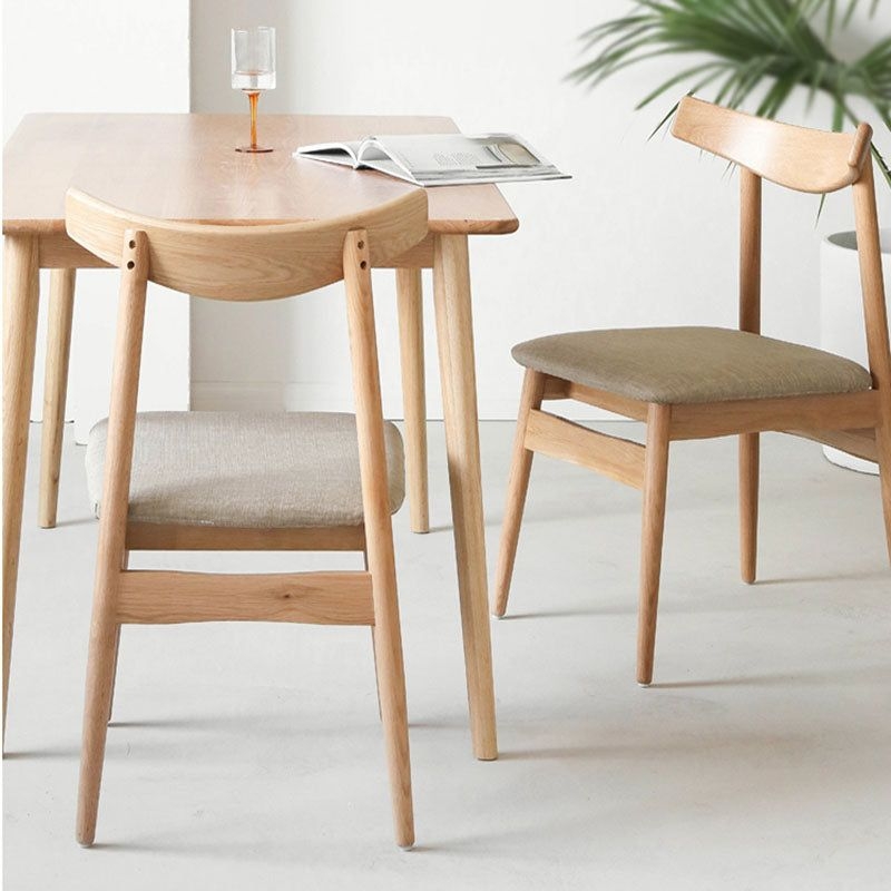 Contemporary Style Open Back Chairs Dining Armless Chair with Wooden Legs for Kitchen - White / 1 Piece