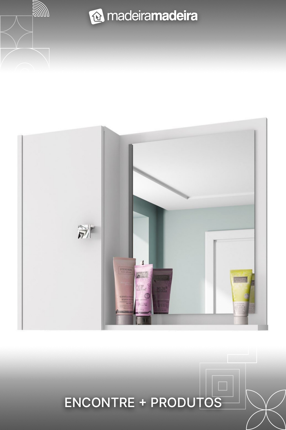 Espelheira Para Banheiro Com Armrio 1 Porta Gnova Branco - Bechara