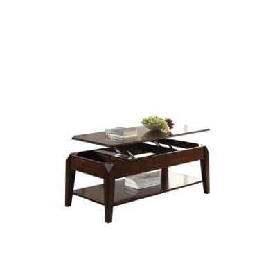 HomeRoots Amelia 47 in. Walnut Large Rectangle Wood Coffee Table with Lift Top, Brown