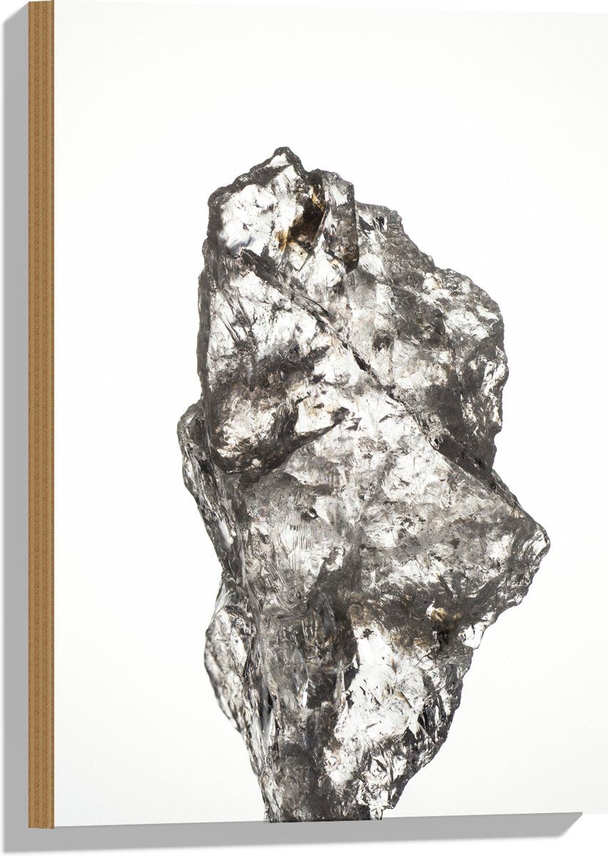 Hout - Groot Wit Doorzichtig Kristal tegen Witte Ondergrond - 40x60 cm - 9 mm dik - Foto op Hout (Met Ophangsysteem)