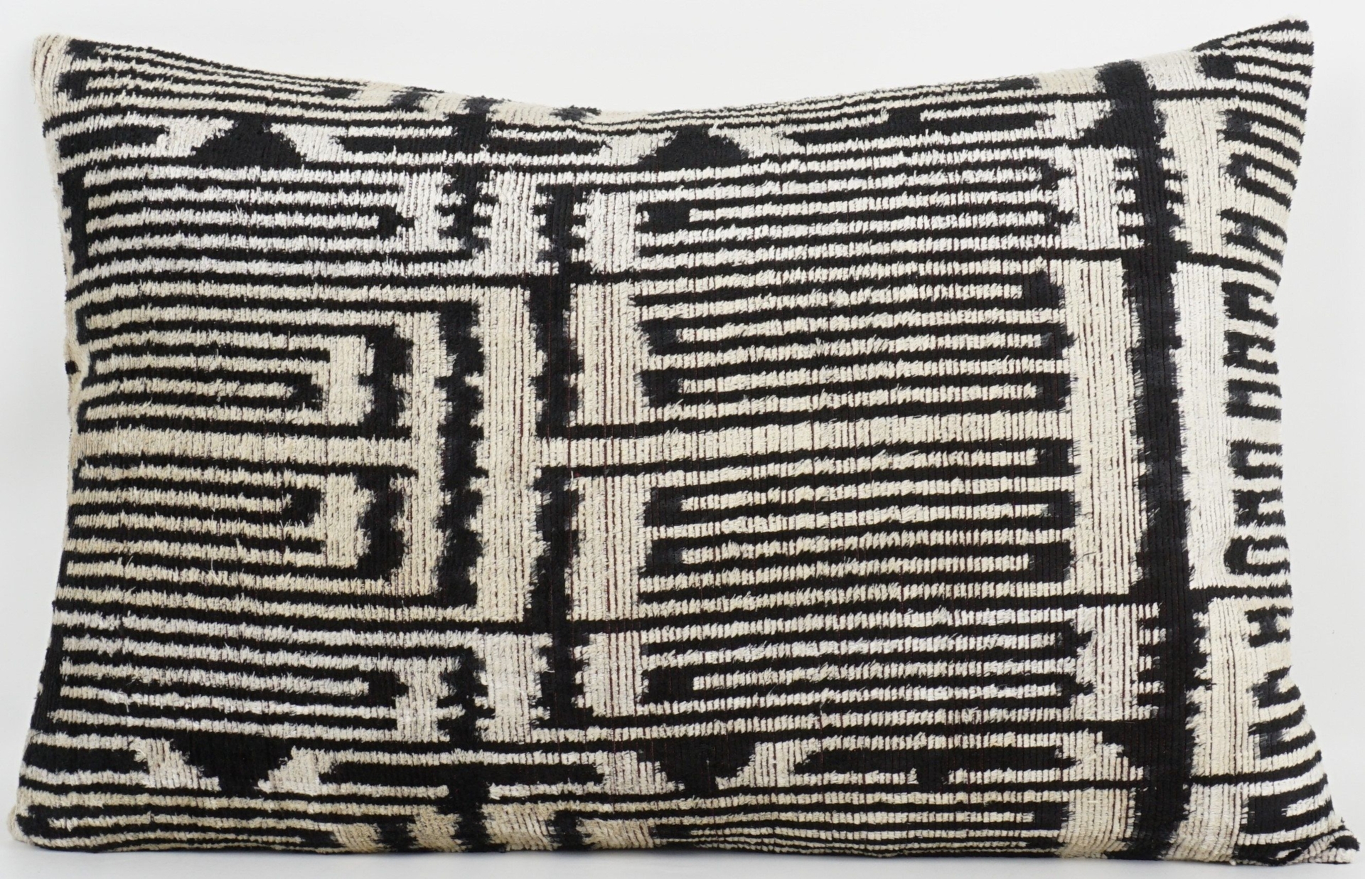"Ikat Velvet Pillow Cover, Handmade Silk Ikat Velvet Pillow , 16\" x 24\""