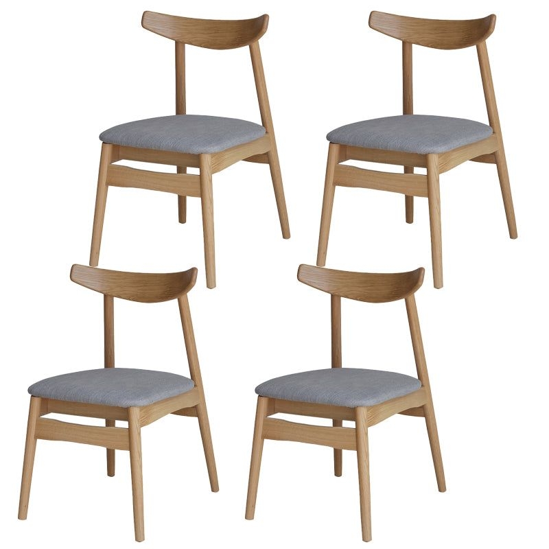 Linen Scandinavian Dining Side Chair Matte Finish Open Back Dining Chair - Light Gray / 4 Piece Set