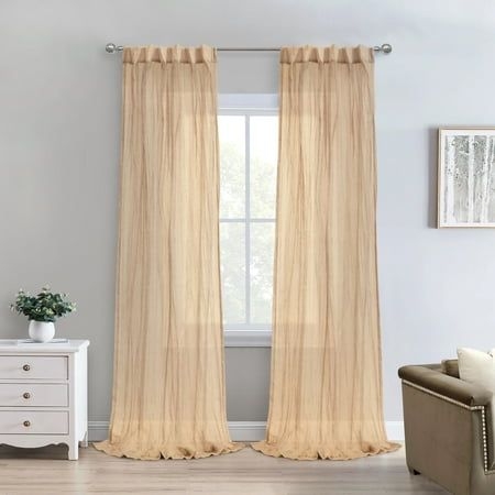 Loft Living Peoria Sheer Dual Header Indoor Curtain 52 x 84 in Apricot, Size:52" x 84", Orange