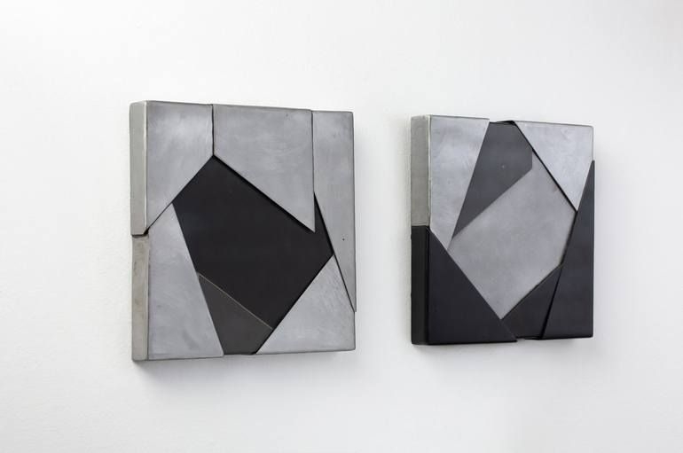 Original Geometric Sculpture by Tamara Dragan | Abstract Art on Iron | Induction I, Induction II