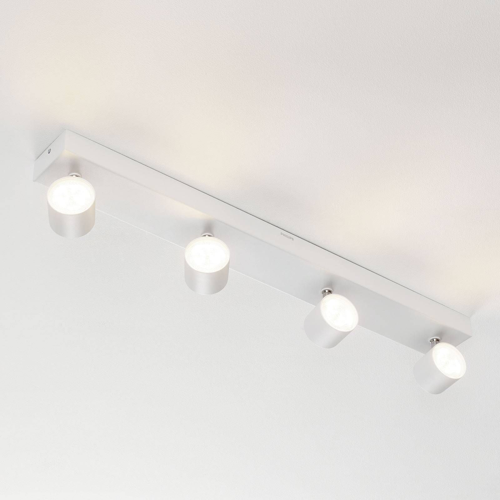 Philips Star four-bulb LED ceiling spot, white, WarmGlow