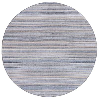 SAFAVIEH Kilim Blue/Yellow 6 ft. x 6 ft. Striped Geometric Round Area Rug