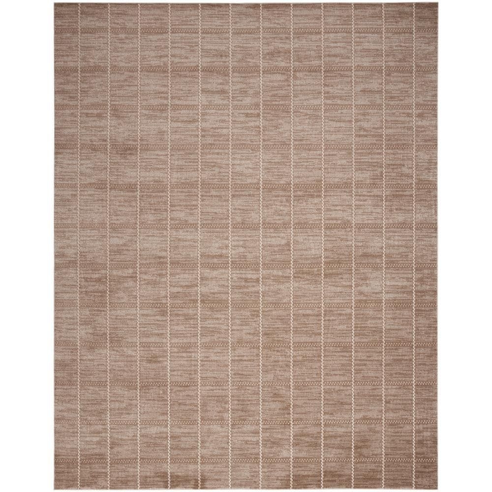 Serenity Home Mocha Ivory 8 ft. x 10 ft. Linear Contemporary Area Rug