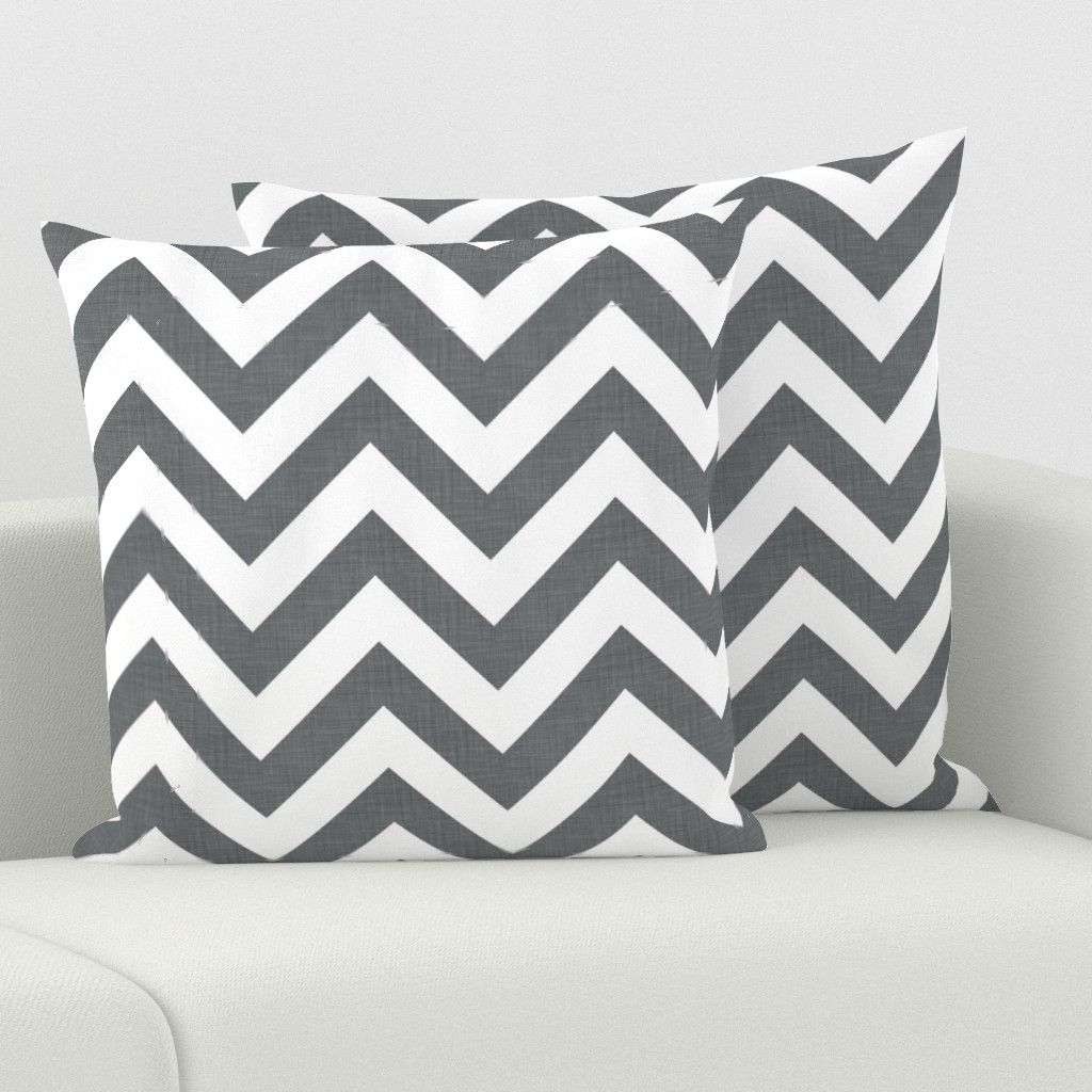Spoonflower Throw Pillows - Chevron Linen Grey Holli Zollinger Geometric