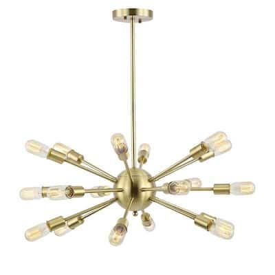 Sputnik Style Brass Chandelier