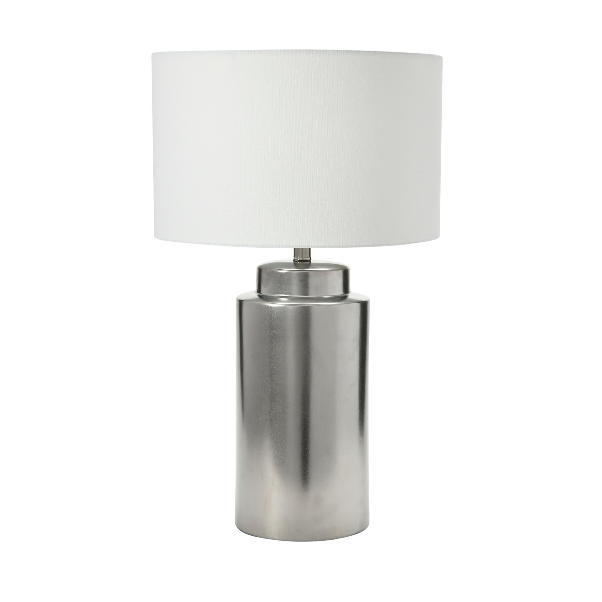 Stoneware Table Lamp with Silver Metallic Glaze