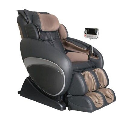 Symple Stuff Faux Leather Reclining Massage Chair Faux Leather in Gray / White / Black, Size 46.0 H x 33.0 W x 80.0 D in | Wayfair
