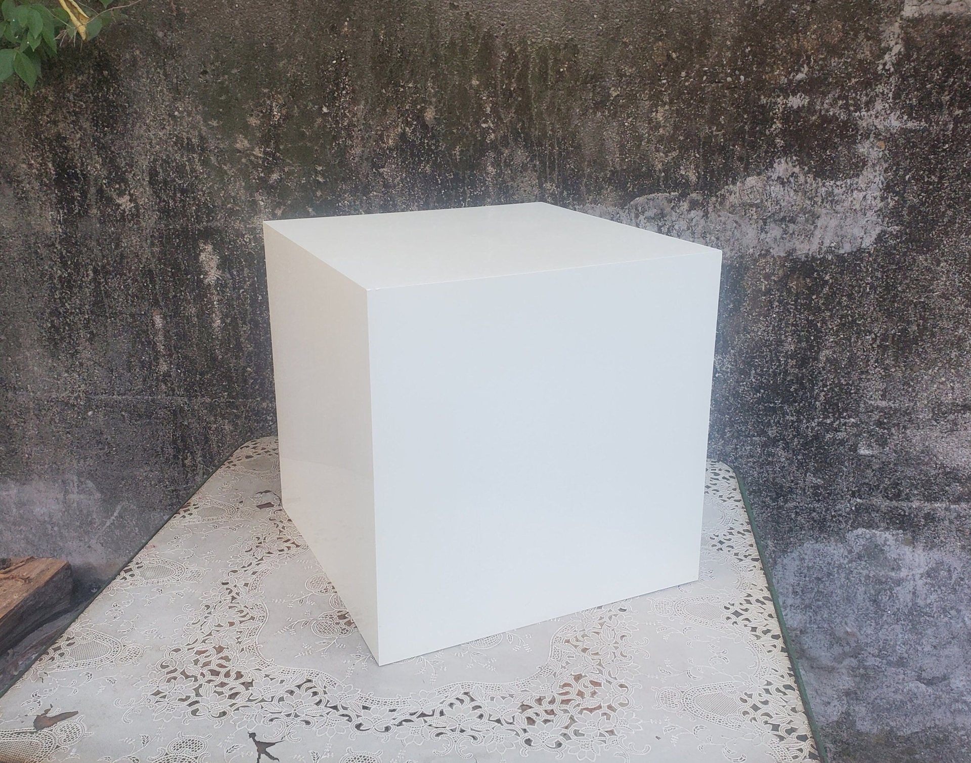 Vintage Eighties White Accent Acrylic Cube Table