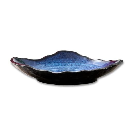 Vomana Ceramic Decorative Dish Blue Pottery Decorative Bowl Porcelain Versatile Centerpiece Decor Key Bowl With Blue Patten Glaze For Decor Entryway T