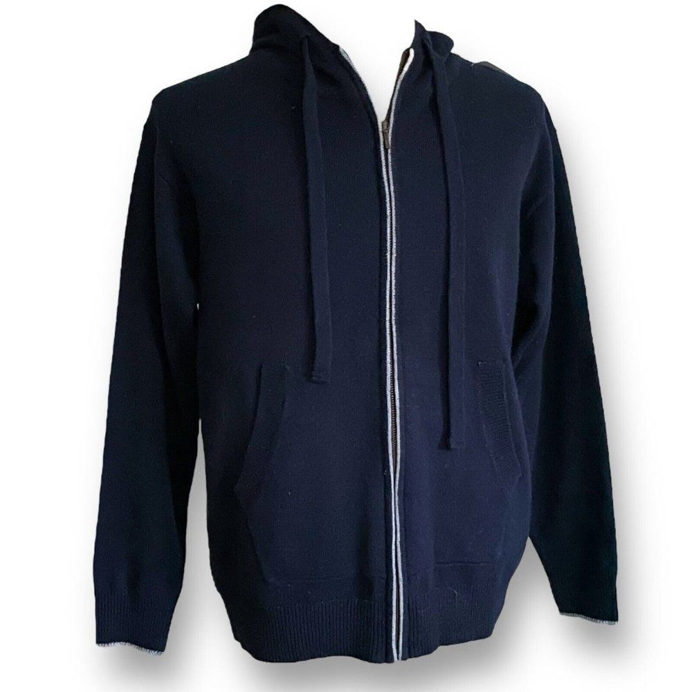 Woolovers Sweaters | Woolovers Mens Sweater Sz M Navy Blue Washable Wool Hoodie Full Zip Cardigan | Color: Blue | Size: M