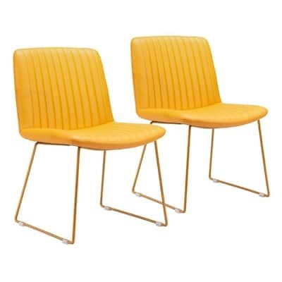 ZUO Joy Yellow Vinyl Dining Chair Set (Set of 2)