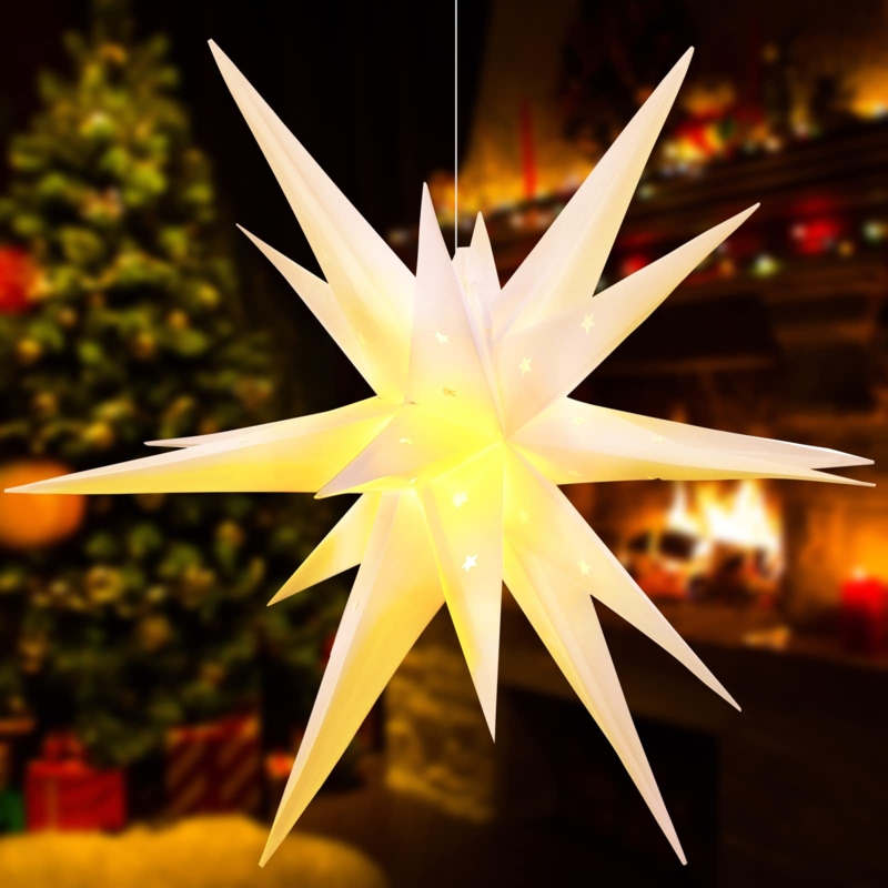 23 Inch White Moravian Star Christmas Light Decoration