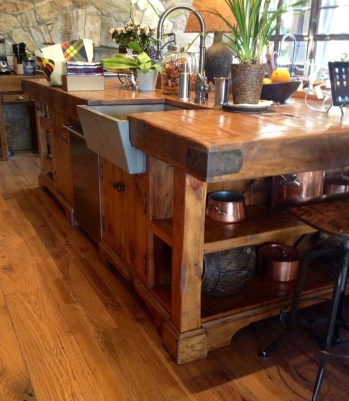 44 Awesome Rustic Kitchen Island Design Ideas - PIMPHOMEE