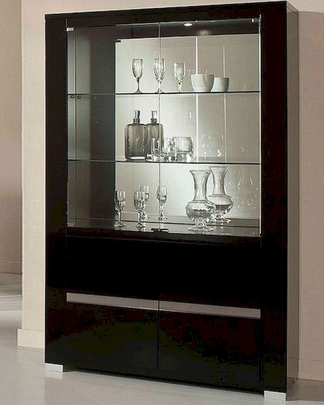 Adriana Modern Black Glass Display China Cabinet