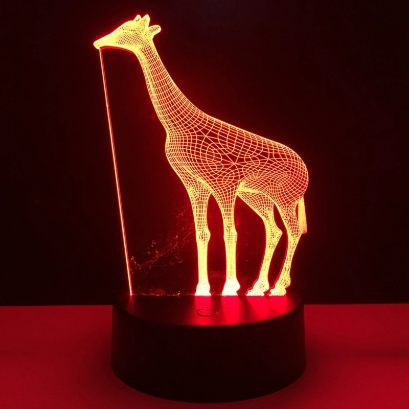 African Animal Giraffe 3D Lamp 7 Color RGB Led Night Lamps for Kids ...