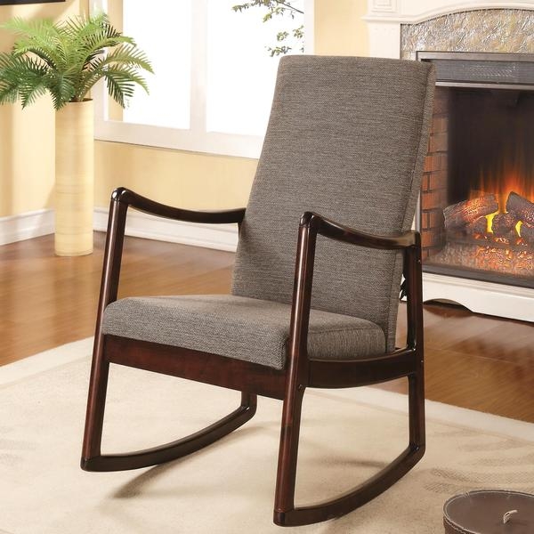 Amelia Modern Upholstered Wooden Rocking Chair