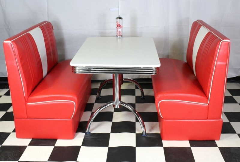 American Diner Furniture 50s Style Retro Booth Table & Red Nashville ...