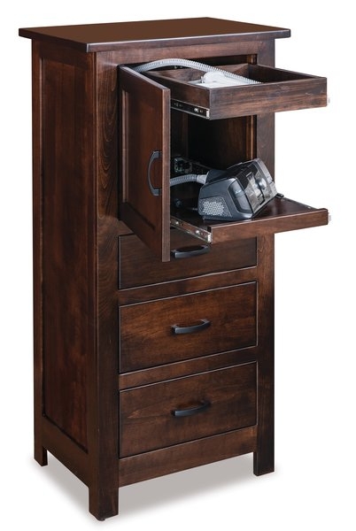 Amish Wooden CPAP Nightstand with Hidden Storage
