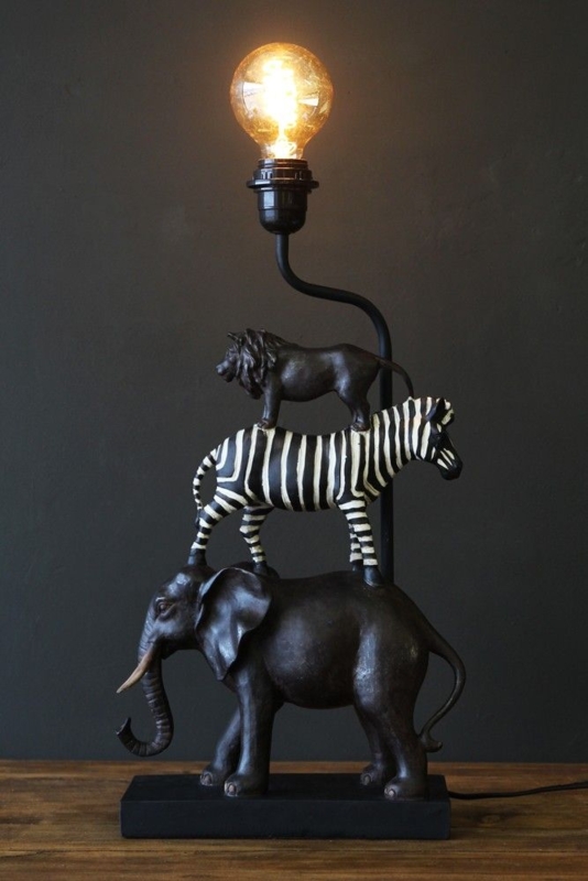 Animal Safari Stack Table Lamp with Edison Bulb