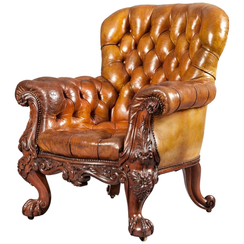 Antique Gentleman’s Leather Library Chair by Gillows