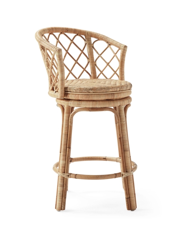 Avalon Rattan Swivel Bar Stool with Natural Finish