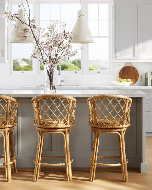 Avalon Rattan Swivel Bar Stools for Stylish Kitchens
