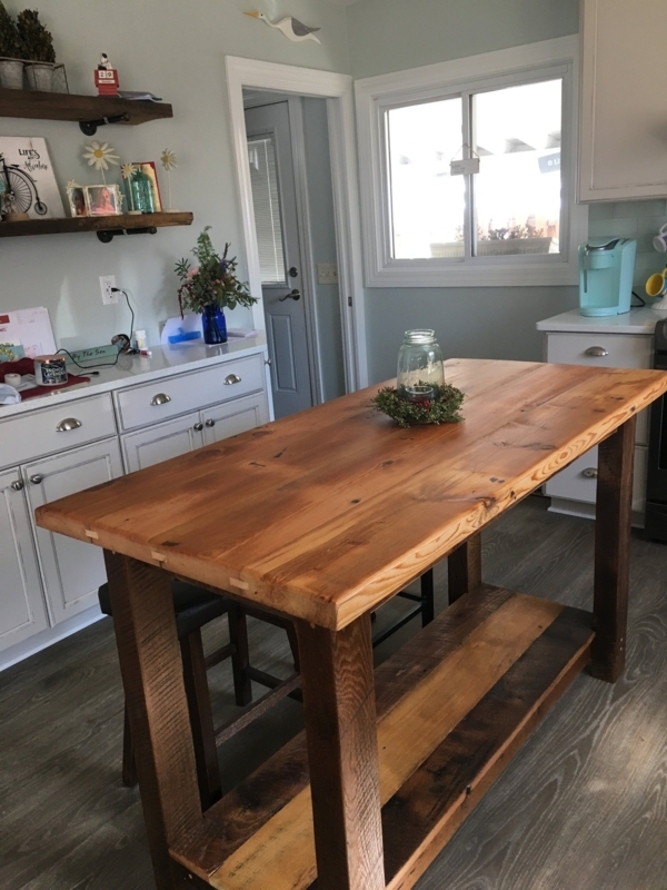 Beautiful Rustic Wooden Kitchen Island Design
