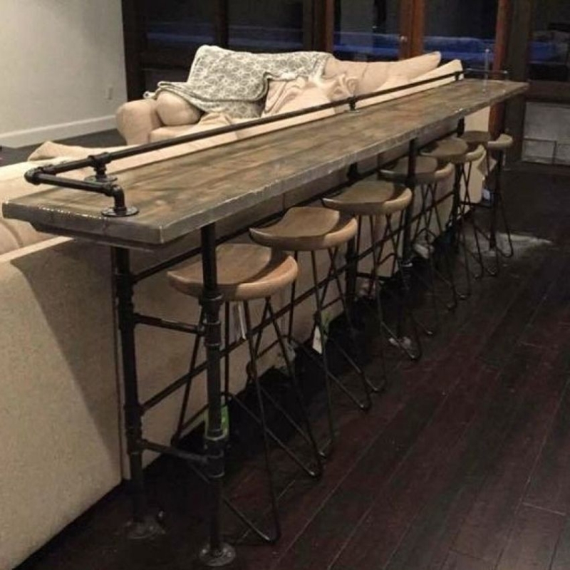 Behind Sofa Bar Table With Stools -