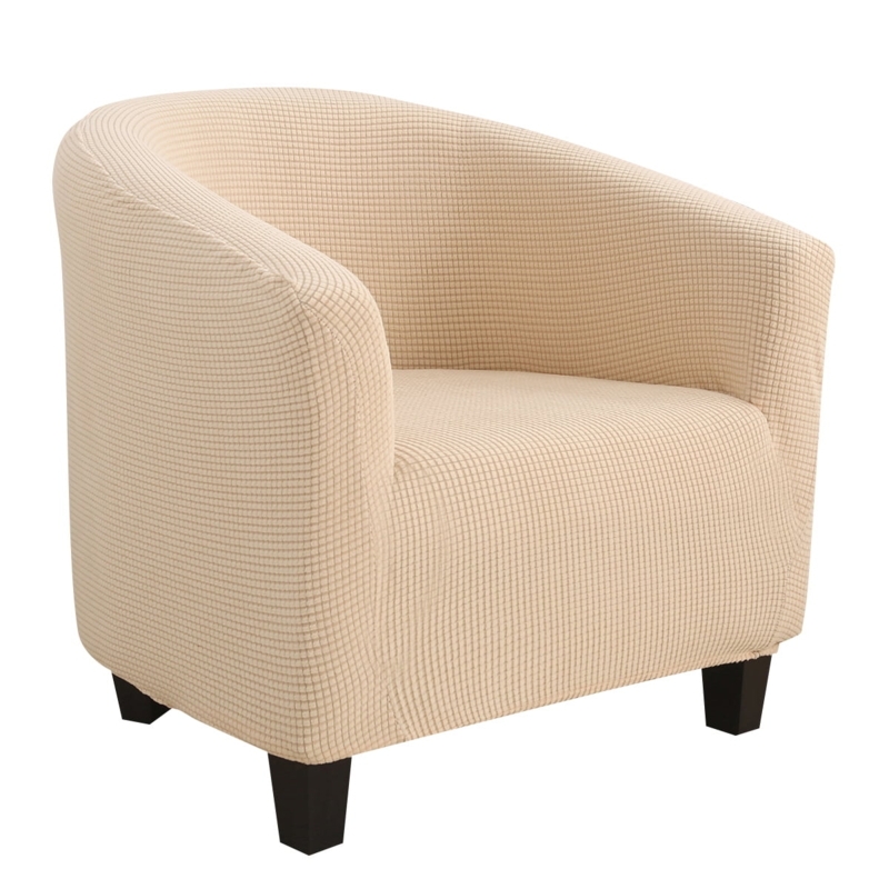 Beige Jacquard Tub Chair Slipcover with High Stretch