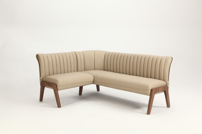Beige Upholstered Corner Dining Room Bench