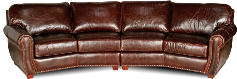 Berkshire Curved Brown Leather Sectional Sofa