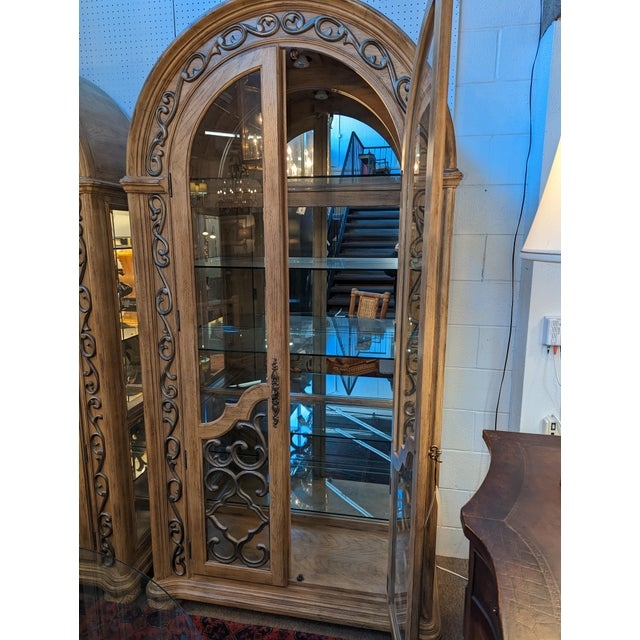 Bernhardt Coronado Arched Curio Cabinet with Ornate Carvings
