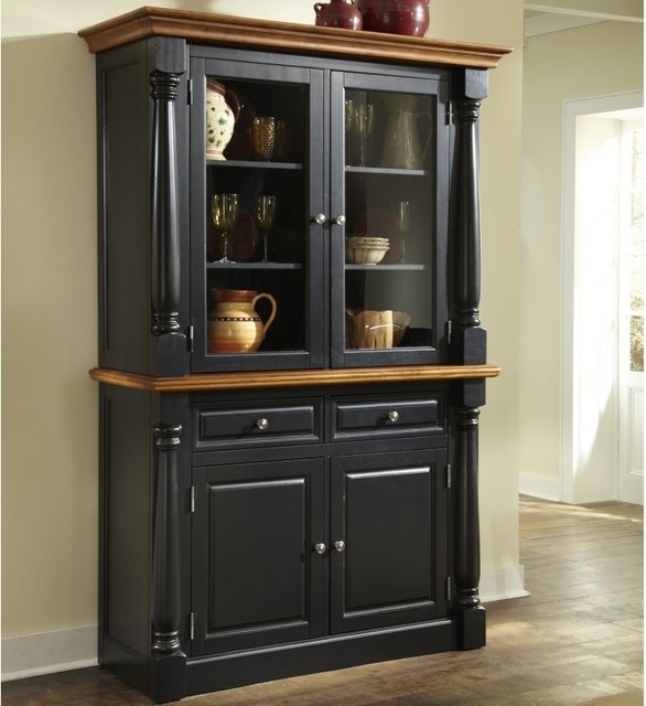 Black and Oak Monarch China Cabinet with Glass Doors