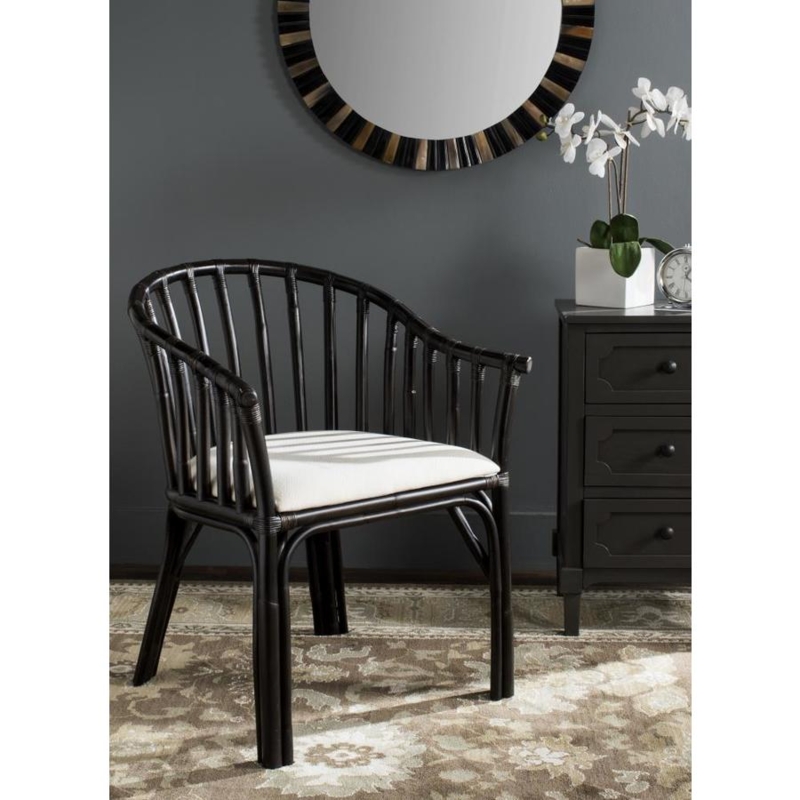 Black and White Coastal Accent Chair with Cushion