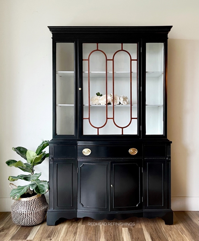 Black China Cabinet Hutch for Modern Farmhouse Dining