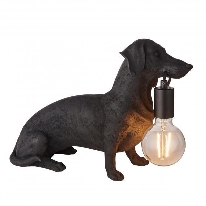 Black Dachshund Dog Shaped Table Lamp with Bulb