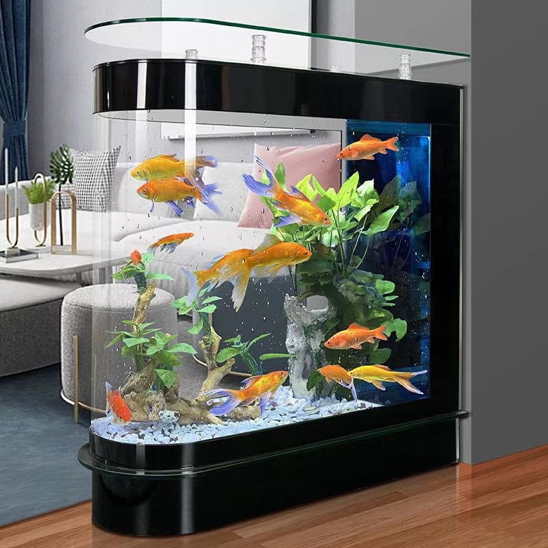 Black Luxury Large LED Fish Tank with Tropical Fish