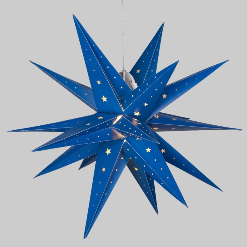 Blue Moravian Star Pendant Light Fixture