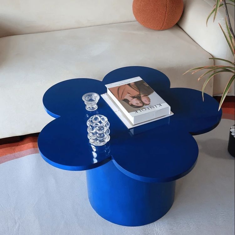 Bold Blue Flower-Shaped Coffee Table Design