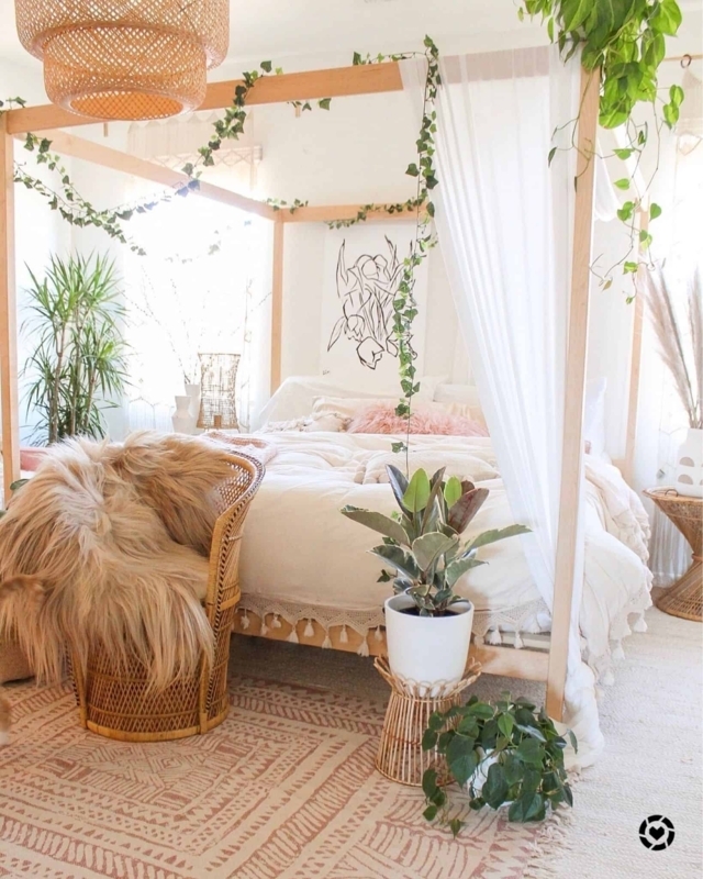 Bright Bohemian Bedroom with Natural Textures