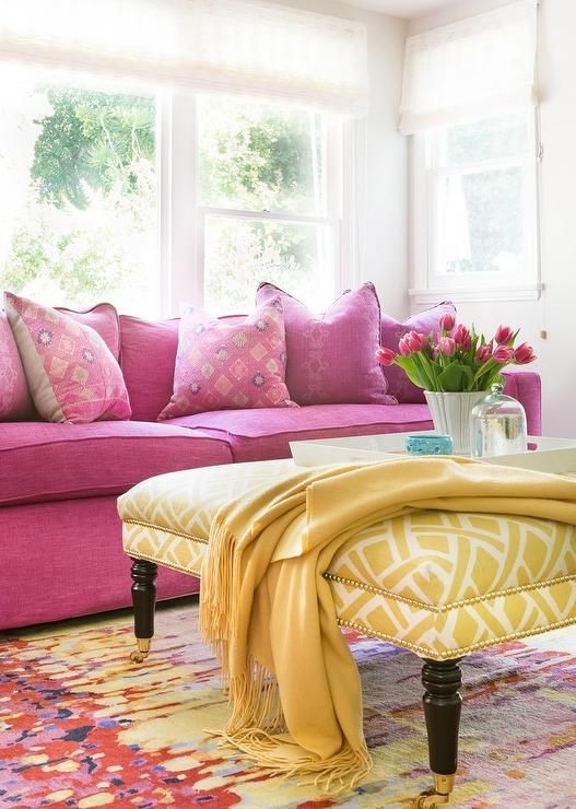 Bright Contemporary Living Room with Hot Pink Sofa