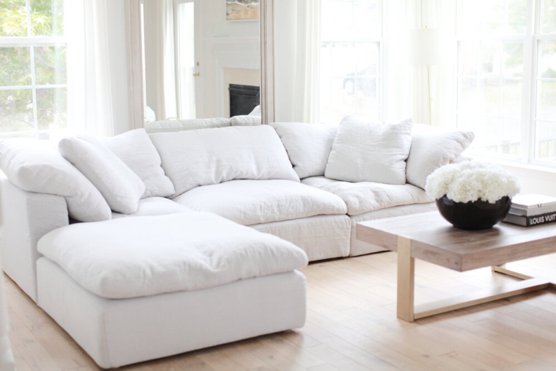 Bright White Comfy Sectional Sofa Living Room