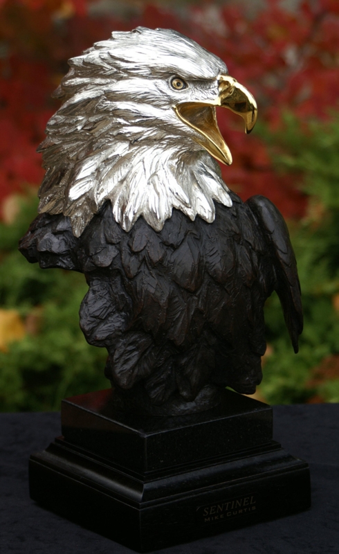 Bronze Bald Eagle Sculpture by Mike Curtis