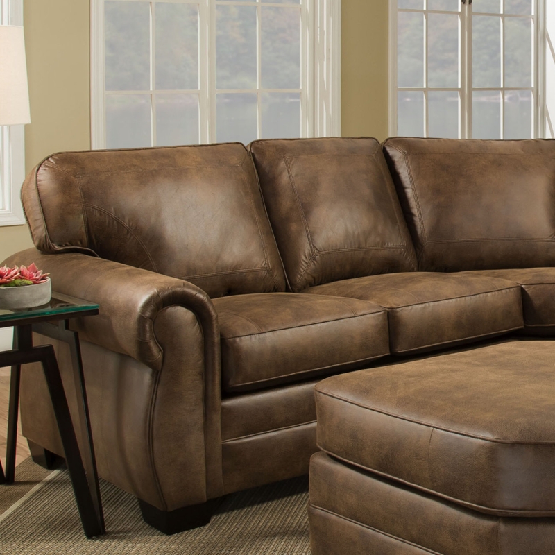 Brown Leather Modern Farmhouse Sectional Sofa