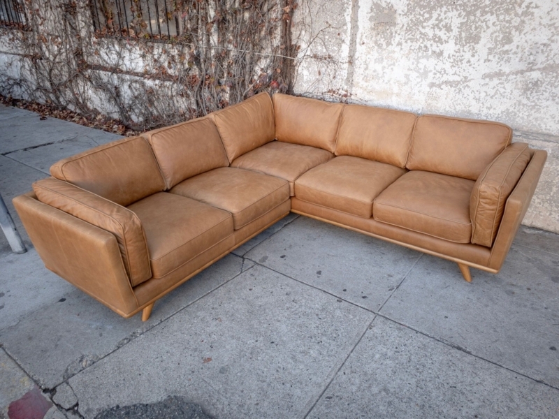 Butterscotch Leather Modern Sectional Sofa